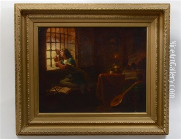 Windowside Contemplation Oil Painting - Emanuel Leutze