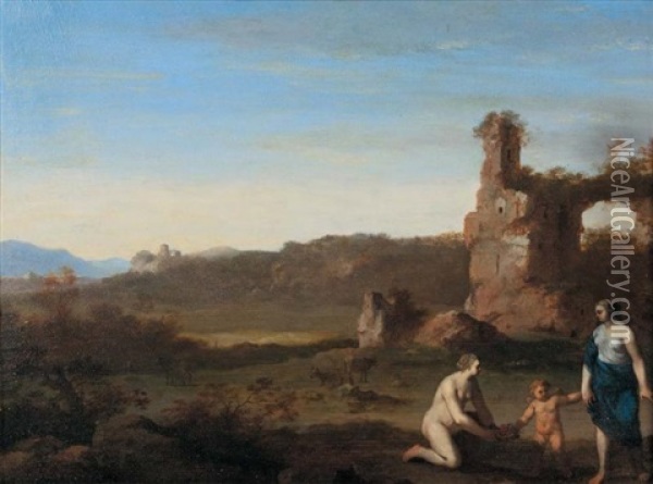 Venus Et Cupidon Oil Painting - Cornelis Van Poelenburgh