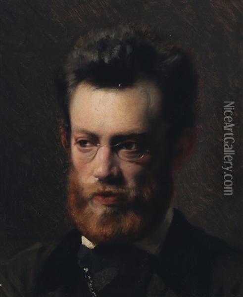 Portrait Of The Artist Valdemar Irminger Oil Painting - Frans Schwartz