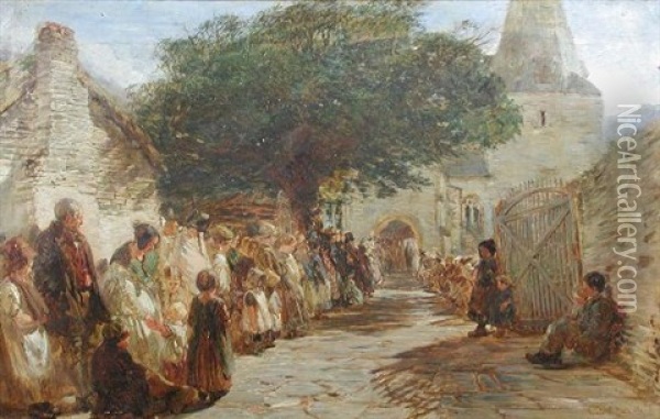 A Village Wedding Oil Painting - Charles Thomas Burt