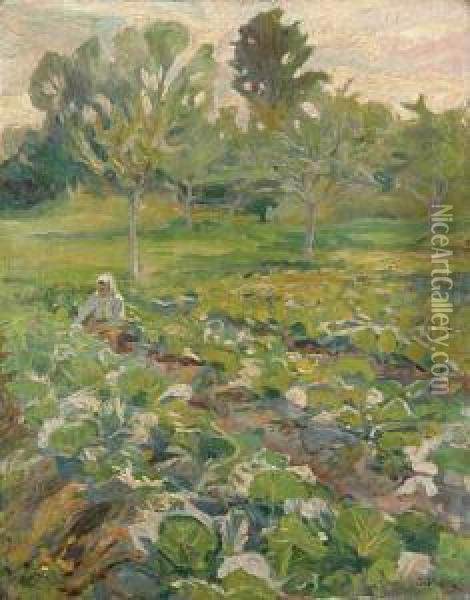 W Ogrodzie Warzywnym Oil Painting - Gustaw Pillati