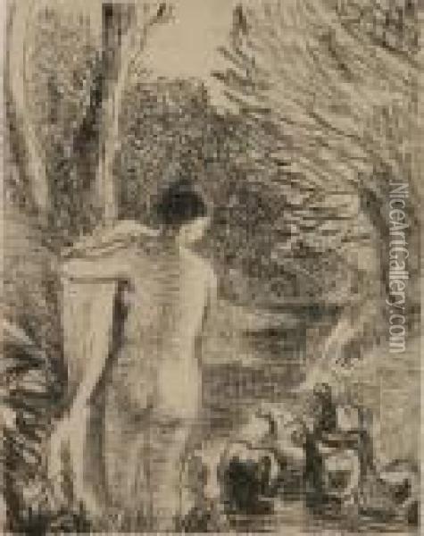 Gardeuse D'oies Nue Oil Painting - Camille Pissarro