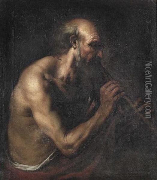 Ein Hirte Beim Flotenspiel. Oil Painting - Jusepe de Ribera