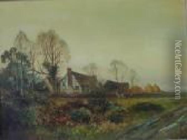 Farm With Cottage Oil Painting - Benjamin Williams Leader