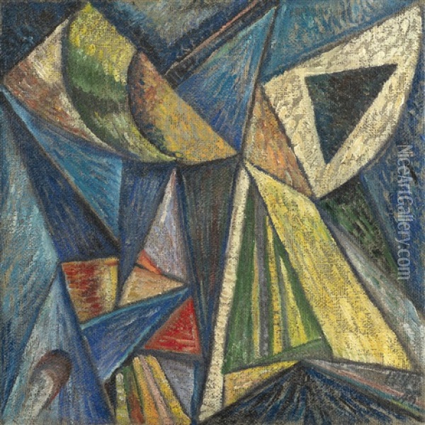 Composition With A Black Triangle Oil Painting - Aleksandr Konstantinovich Bogomazov