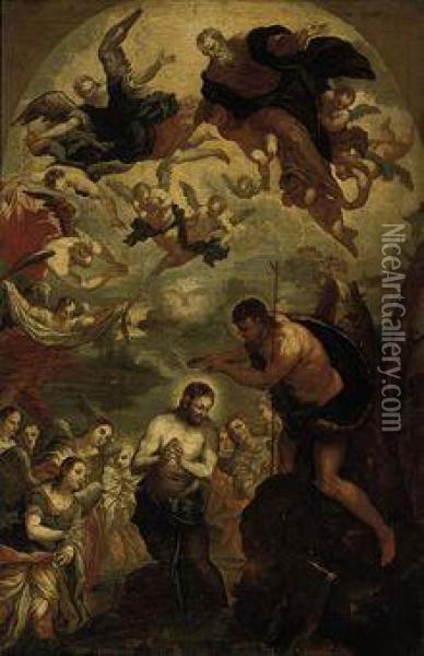 The Baptism Of Christ Oil Painting - Jacopo Robusti, II Tintoretto