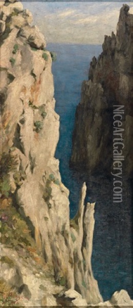 Besonnte Steilkuste Am Meer Oil Painting - Walter Von Bonge