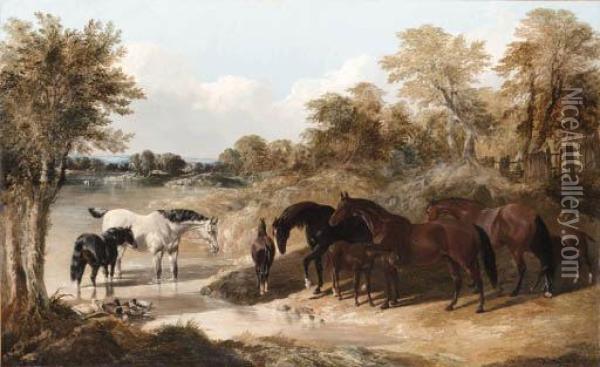 Signed And Dated 'j.f. Herring 
1846' (lower Left) And Inscribedwith The Names Of The Horses Oil Painting - John Frederick Herring Snr