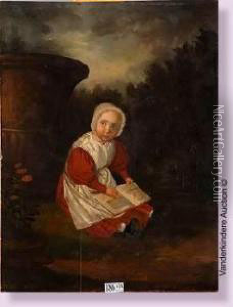 Portrait D'un Bebe Dans Un Parc Oil Painting - Jan Hendrich Van Grootvelt