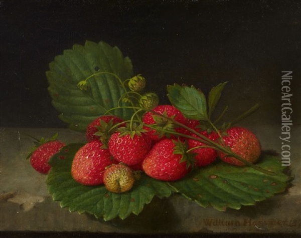 Still Life With Strawberries Oil Painting - William Hammer