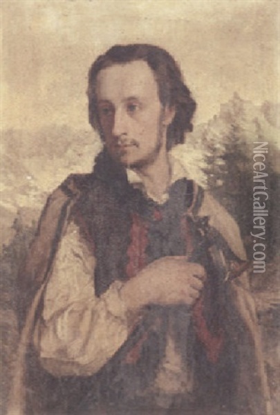A Portrait Of Ralph Modjeski Dressed As A Polish Mountaineer Oil Painting - Pawel Merwart