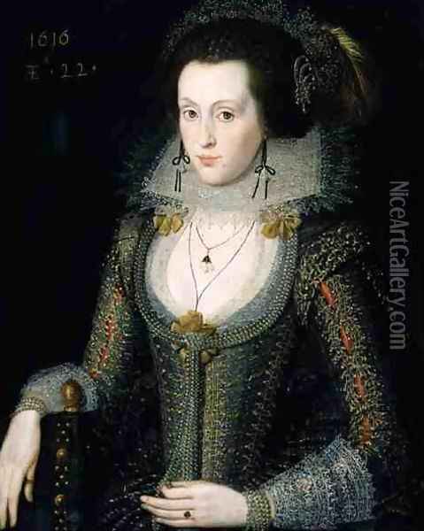 Elizabeth Poulett, 1616 Oil Painting - Robert Peake