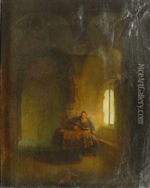 Hl. Anastasius Von Buchern Umgeben Oil Painting -  Rembrandt van Rijn