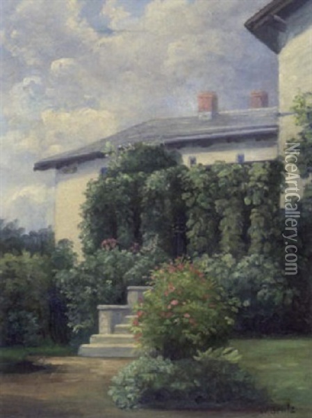 Landhaus Im Sommergarten Oil Painting - Wilhelm (Karl) Gentz