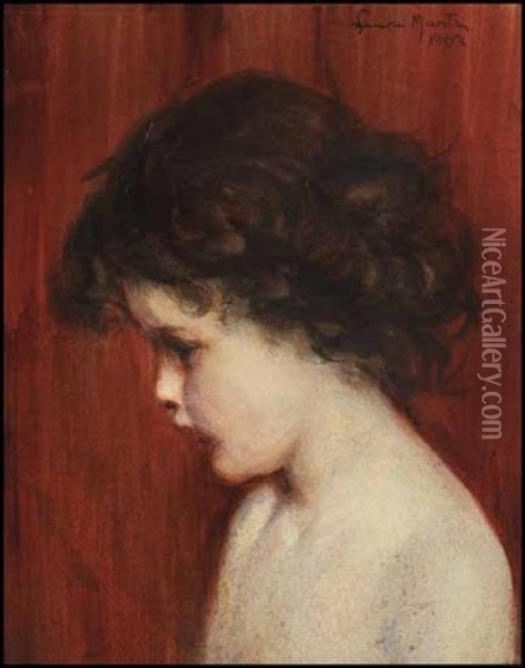 Portrait Of A Young Girl Oil Painting - Laura Adeline Muntz
