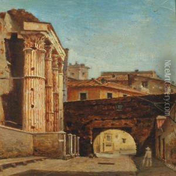 Street Scenery From Rome Oil Painting - Morten Jepsen