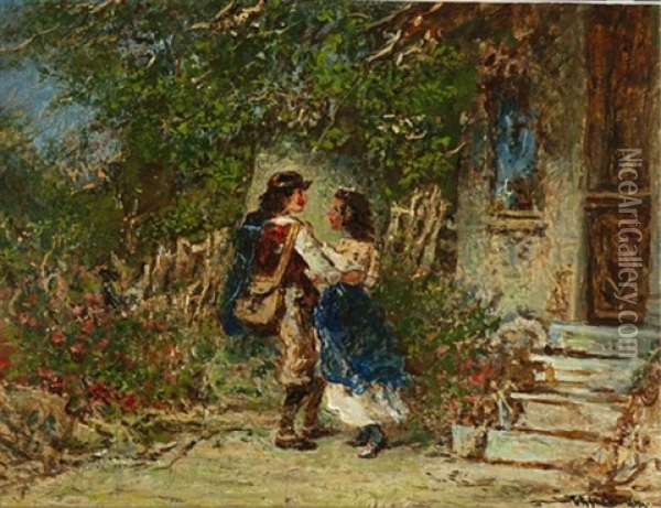 Courting Oil Painting - Otto Reinhold Jacobi