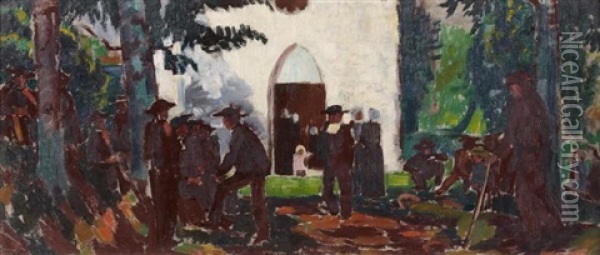 Pardon En Bretagne (a La Chapelle Ensoleillee) Oil Painting - Maurice Denis
