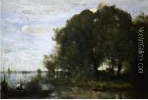 La Presqu'ile Boisee Oil Painting - Jean-Baptiste-Camille Corot