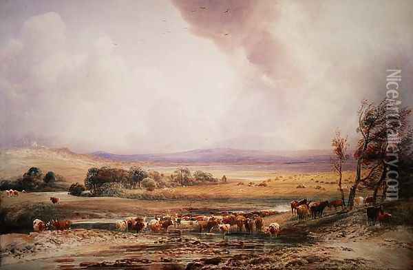On the River Lowther Oil Painting - Peter de Wint