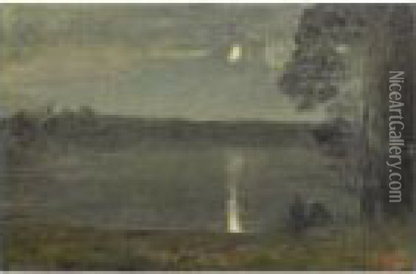 Clair De Lune Sur L'etang De Ville D'avray Oil Painting - Jean-Baptiste-Camille Corot