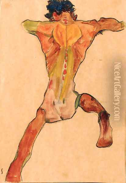 Mannlicher Rackenakt Oil Painting - Egon Schiele