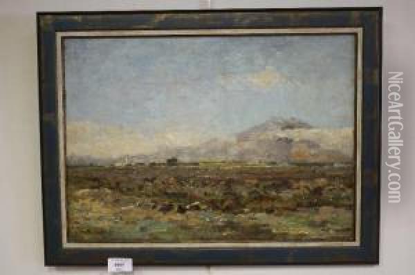 Gezicht Op De Merapi, Java, Indonesie Oil Painting - Louis, Lodewijk Ph. Stutterheim