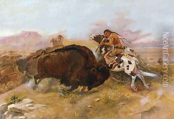 Meat for the Tribe Oil Painting - Charles Marion Russell