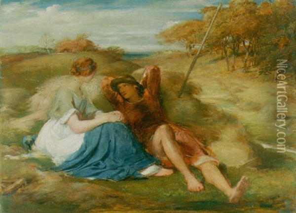 The Lovers Or The Harvesters Oil Painting - George Richmond