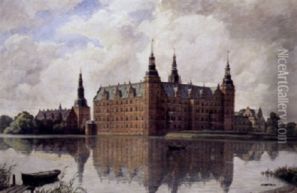 Udsigt Mod Frederiksborg Slot Oil Painting - Axel Johansen