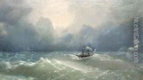Heavy Seas in the Black Sea Oil Painting - Lef Feliksovich Lagorio
