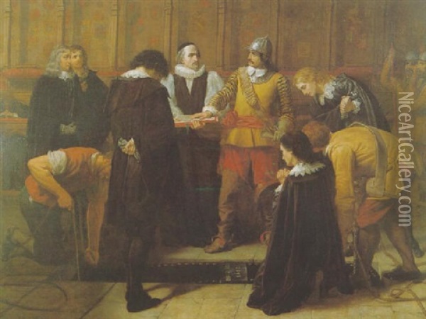 The Burial Of Charles I At St. George's  Chapel Oil Painting - Charles Lucy