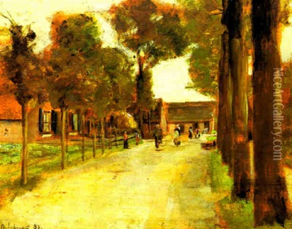 Hollandische Dorfstrasse - Strasse In Laren Oil Painting - Max Liebermann