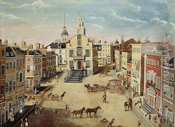 Old State House Boston 1801 Oil Painting - James Brown Marston