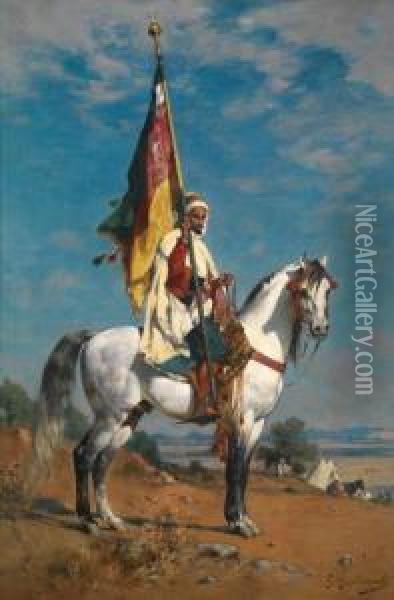 Porte-etendard Arabe A Cheval Oil Painting - Gustave Achille Guillaumet