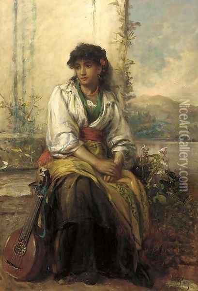 A minstrel of a southern clime Oil Painting - Thomas Kent Pelham