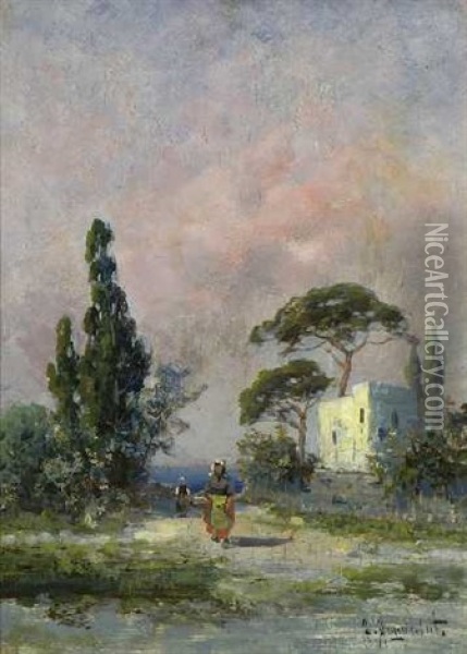 Sudliche Landschaften (diptych) Oil Painting - Johann Jungblut