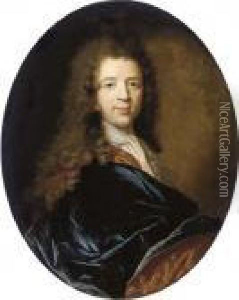Portrait Of A Gentleman, Bust-length Oil Painting - Nicolas de Largillierre