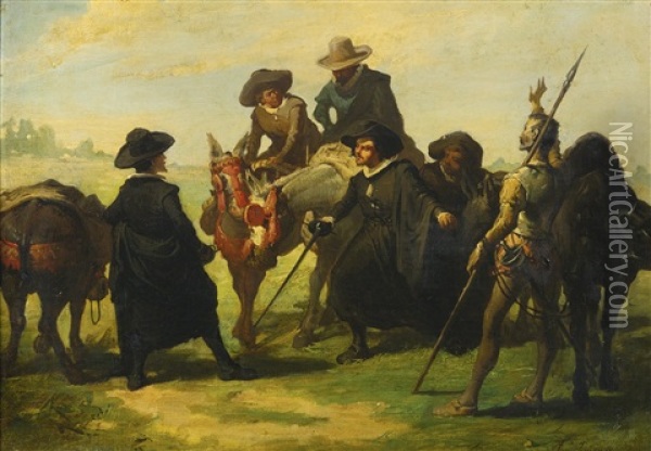 Sancho Panza And Don Quixote Oil Painting - Jose Jimenez y Aranda