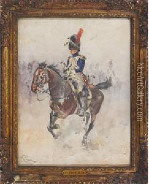 Soldier On Horse Oil Painting - Henri-Louis Dupray