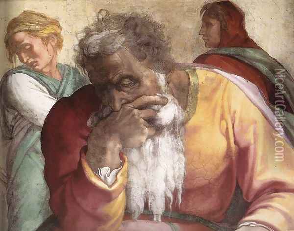 Jeremiah (detail-1) 1511 Oil Painting - Michelangelo Buonarroti