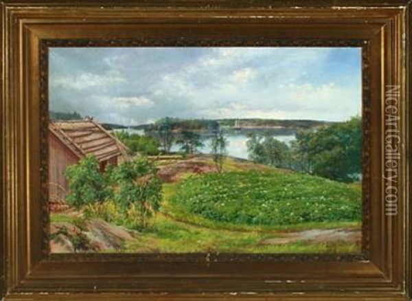 Landscape From Finland Oil Painting - Peder Jacob Marius Knudsen