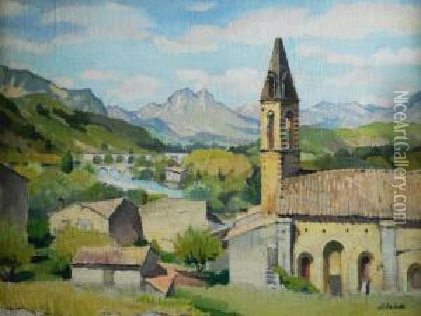 'beaujolais Landscape' Oil Painting - Adolphe Pierre Valette