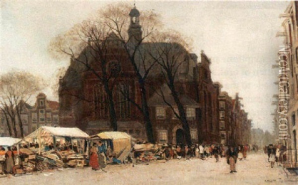 De Noordermarkt In Amsterdam Oil Painting - Herman Heuff