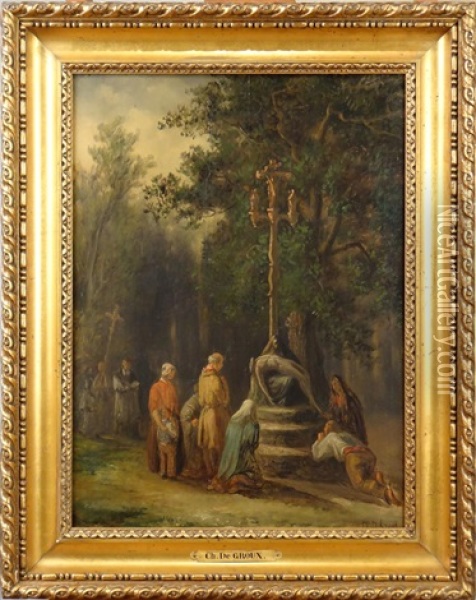 Tableau Hsp -calvaire- Signe De Groux Charles Oil Painting - Charles de Groux
