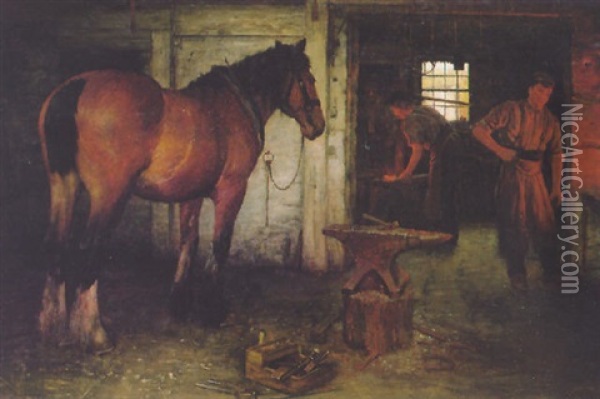 The Smithy Oil Painting - William Barr