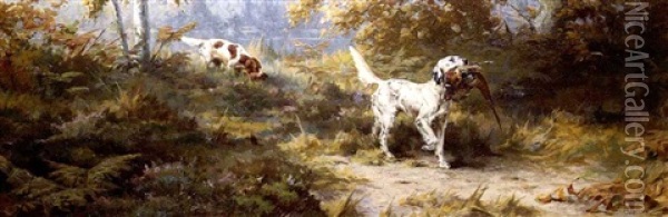 Pointers With Their Kill Oil Painting - Percival Leonard Rosseau