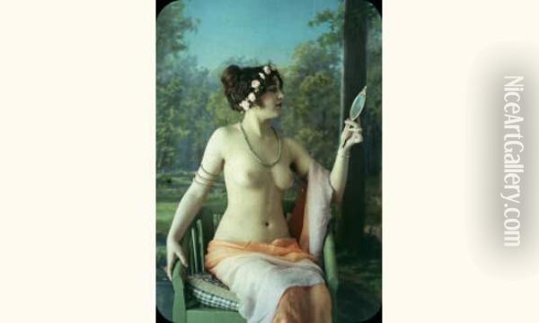 Nu Dans Un Decor A L'antique, Circa 1907 Oil Painting - Louis Amedee Mante
