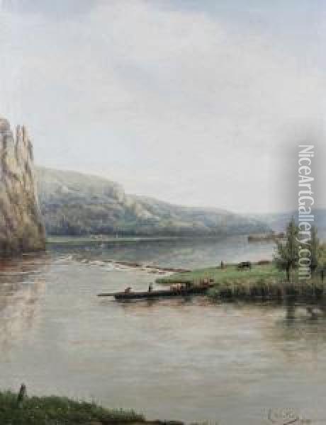 Dam In De Maasvallei Oil Painting - Eugene Wolters