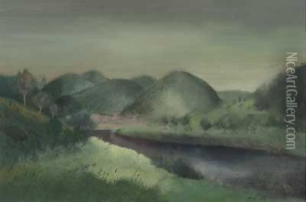 Landschaft Am Neckar Oil Painting - Paul Arnoul
